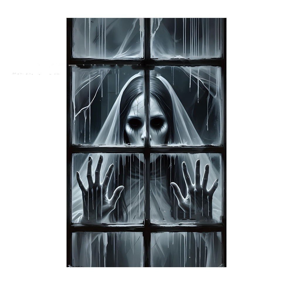 3D Holiday Halloween Horror Witch Window Cover Door Window Hanging Banner