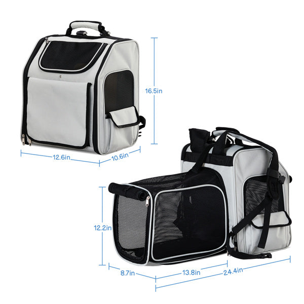 Pet Carrier Backpack,  With Back Extension, Breathable Mesh For Small Dogs Cats, Up To 26 Lbs.