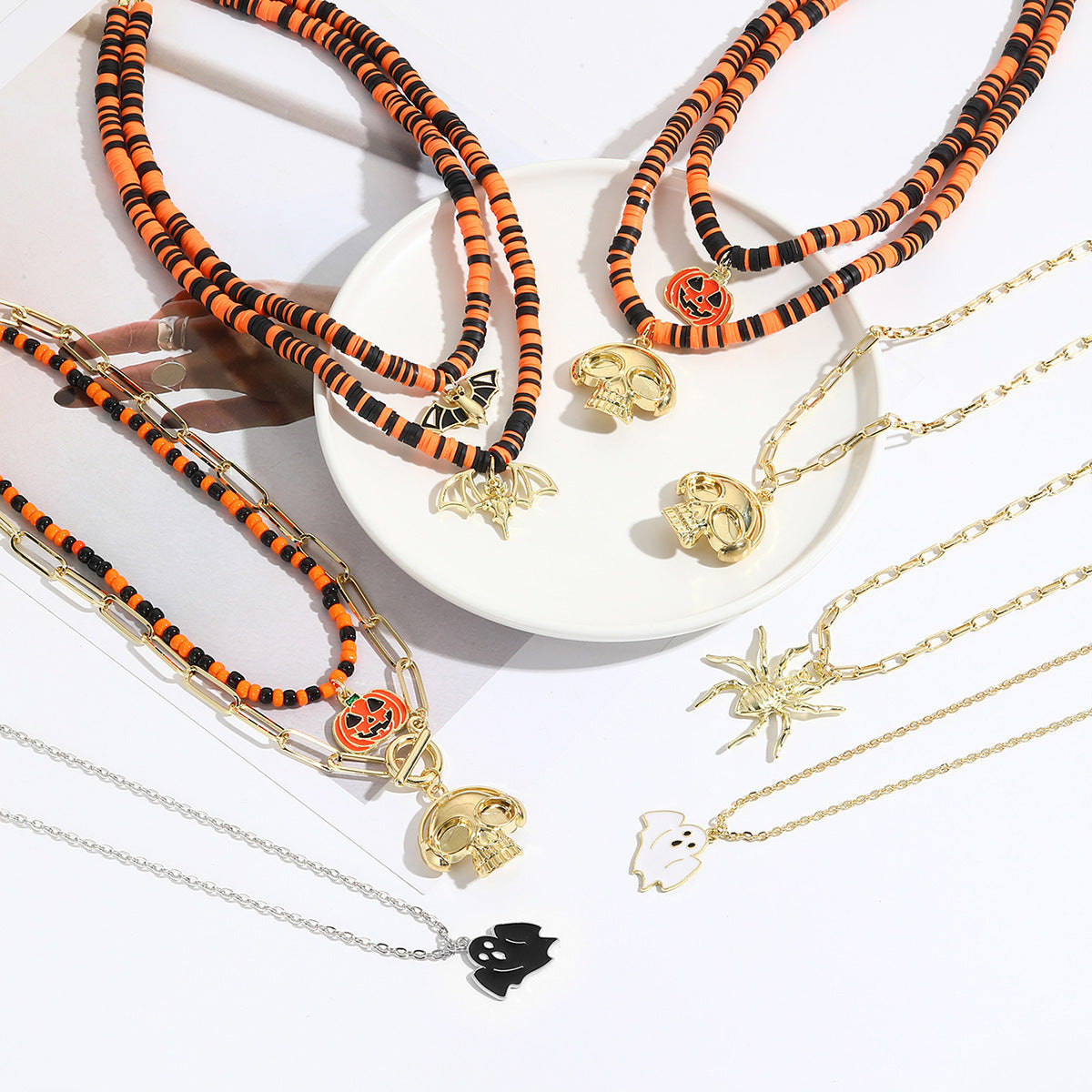 Halloween Necklace  - Bat /Ghost /Skull /Pendant Pumpkin /Spider