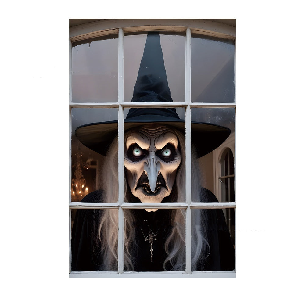 3D Holiday Halloween Horror Witch Window Cover Door Window Hanging Banner