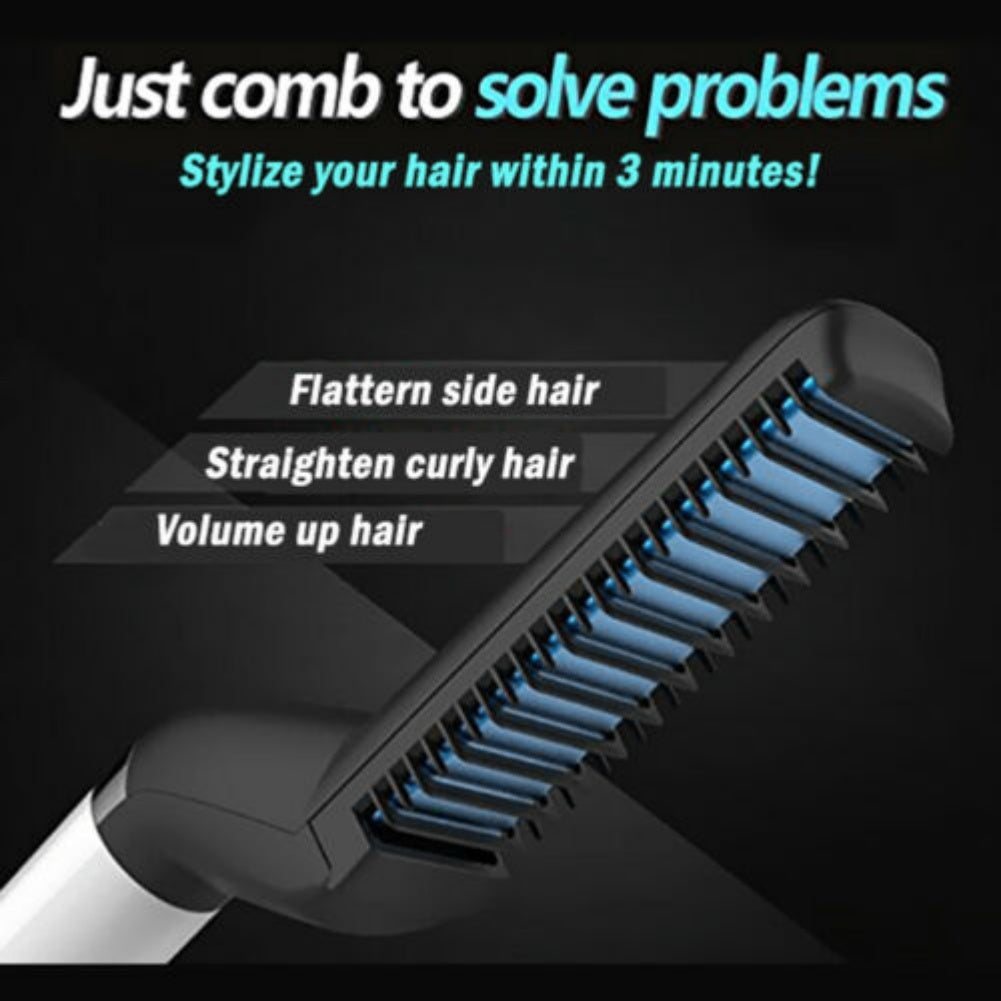 Electric Hair Straightener Brush, Men Quick Beard Straightener