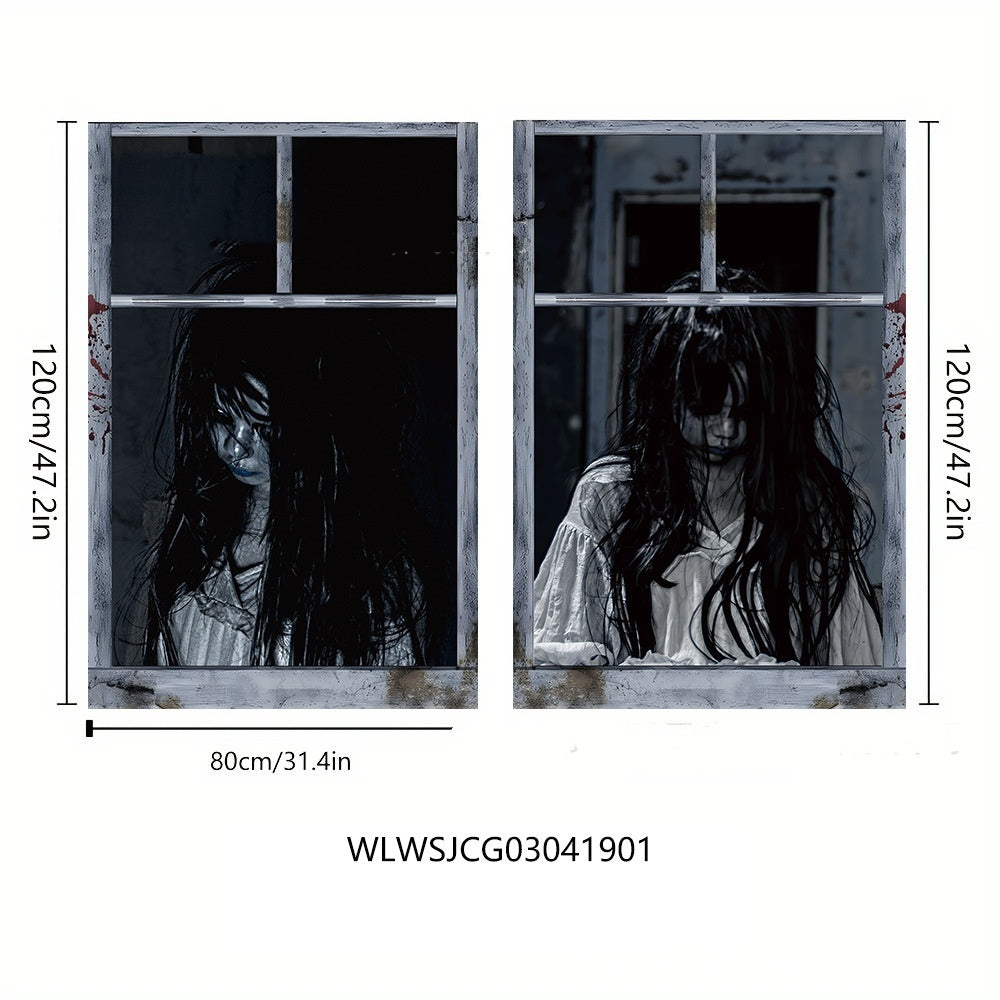 3D Holiday Halloween Horror Witch Window Cover Door Window Hanging Banner