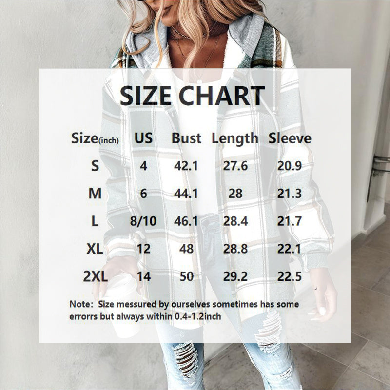 Women's Plaid Drawstring Hoodie Long Sleeve