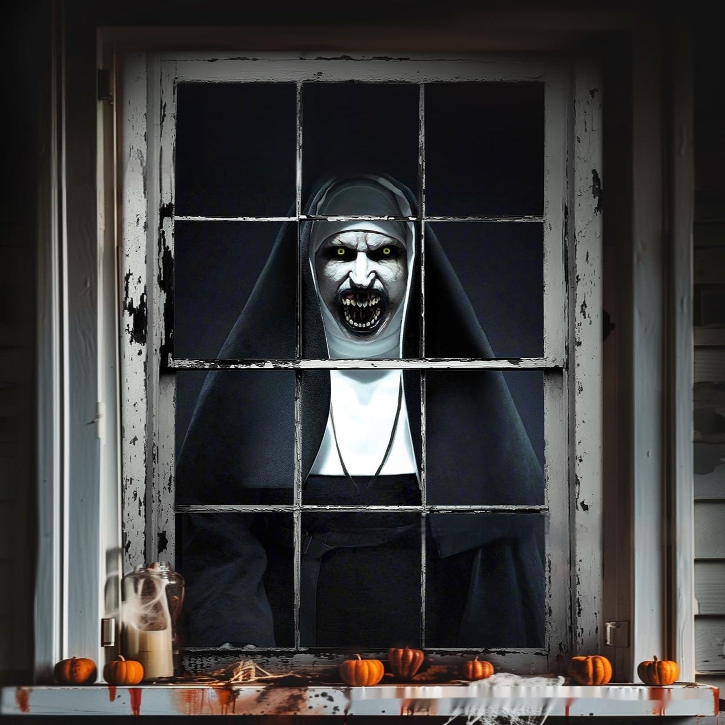 3D Holiday Halloween Horror Witch Window Cover Door Window Hanging Banner