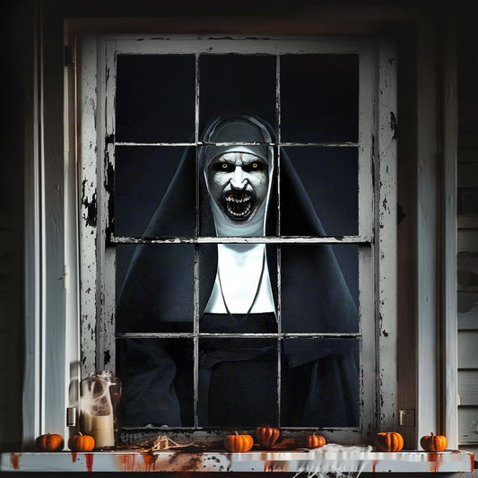 3D Holiday Halloween Horror Witch Window Cover Door Window Hanging Banner