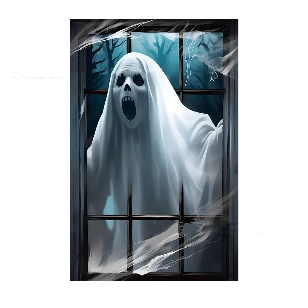3D Holiday Halloween Horror Witch Window Cover Door Window Hanging Banner