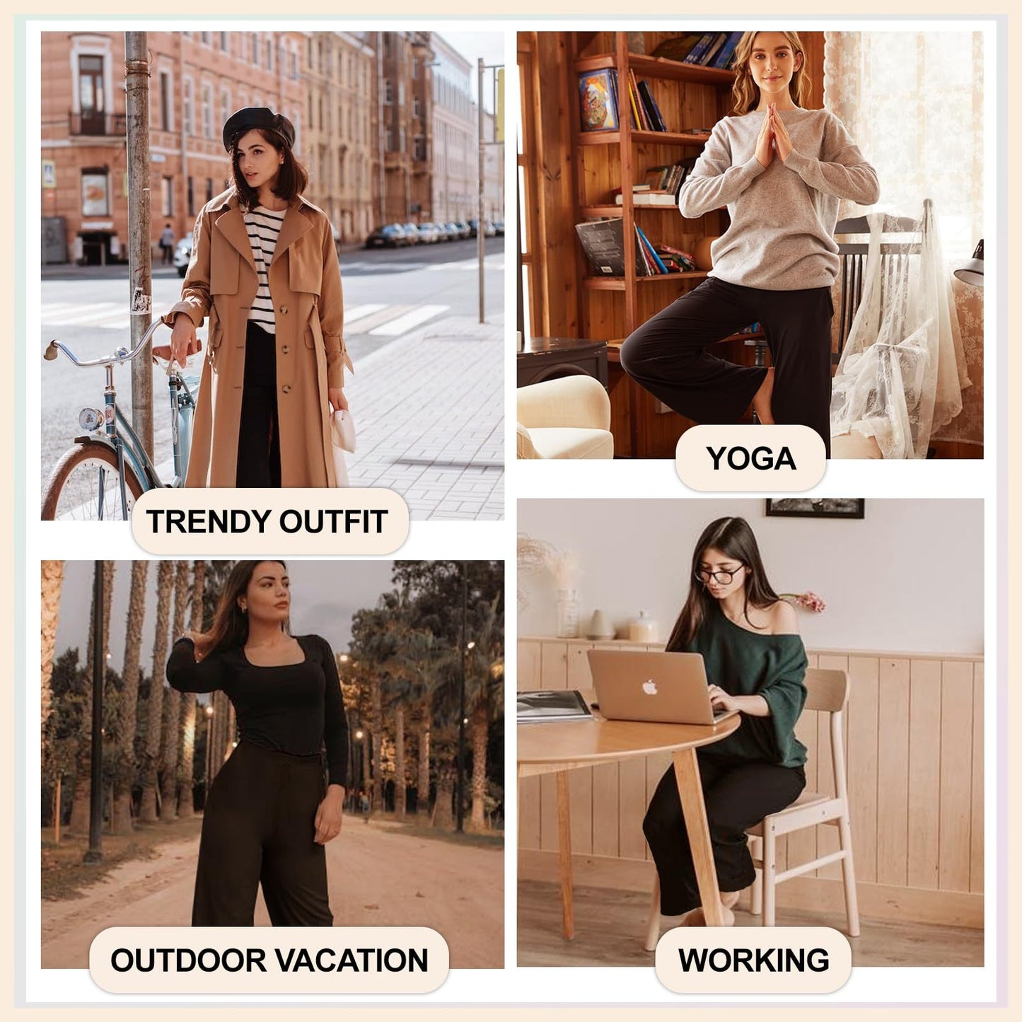 Wide-leg Pants - Cropped Pockets Solid Color
